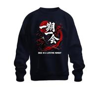 Printera Ichi-go ichi-e Samurai Katana Japan Y2K Felpa Pullover, blu navy, 3XL