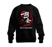 Printera Ichi-go ichi-e Samurai Katana Japan Y2K Felpa Pullover, Nero , S