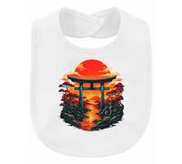 Printera Japan Torii Gate Mount Fuji Y2K - Bavaglino per bambini, bianco