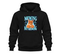 Printera Mewing Not Meowing - Felpa con cappuccio a forma di gatto | Meme, Chad, Looksmaxxing, Mogging, Sigma, Jawline, gatto rosso, gatto arancione, fulmine, cervello rosso, animali divertenti