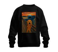 Printera Mostro briciole Il grido Pan di zenzero Dipinto Carnevale Divertente Felpa Unisex Maglione, Nero , S