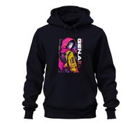 Printera Next Generation Cybernetic Japan Y2K - Felpa con cappuccio, blu navy, XL
