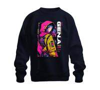 Printera Next Generation Cybernetic Japan Y2K Felpa Pullover, blu navy, S