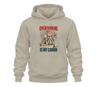 Printera Overthinking is My Cardio Skeleton - Felpa con cappuccio | teschio, divertente, carosello del pensiero, caos della testa, pensiero, protuberanze, salute mentale, psicologia