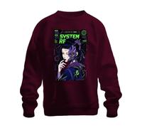 Printera System RE Error 404 Cyborg Japan Y2K Felpa Pullover, bordeaux, XXL