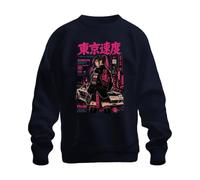 Printera Tokyo Speed Shibuya Drift Japan Y2K Felpa Pullover, blu navy, S