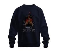 Printera Yule of The Damned Vichingo, felpa unisex con fiamme gotiche, blu navy, 3XL
