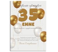 Printerland Certificato Compleanno migliore 35 anni Formato A4 Idea regalo Speciale premio Riconoscimento Attestato diploma sorpesa originale (35 anni)