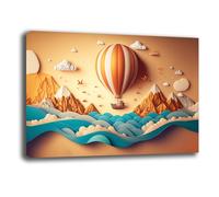 Printerland Quadri Cameretta Bambino MONGOLFIERA al MARE Quadro moderno di tela da Parete XXL grande Stampa su tela canvas Camera da letto Decorazione Murale muro Arredo Cucina (30x40 cm, 2)