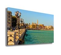 Printerland Quadri Moderni CITTA' ITALIA città Quadro moderno da Parete XXL grande Stampa su tela Canvas Decorazione Murale muro Soggiorno Arredo Camera da letto Cucina (BARI, 70x100 cm)