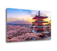 Printerland Quadri Moderni PAESAGGIO MONTAGNA Pagoda Giappone Quadro moderno da Parete XXL grande Stampa su tela Canvas Decorazione Murale muro Soggiorno Arredo Camera da letto Cucina (30x50 cm, 8)