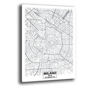 Printerland Quadri Moderni Ufficio Città MILANO Quadro moderno da Parete XXL grande Stampa su tela Canvas Decorazione Murale muro Arredo B&B Camera da letto Soggiorno Salone (30x40 cm, Milano)