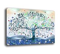 Printerland Quadro Moderno ALBERO della VITA Astratto azzurro Quadri moderni soggiorno da Parete XXL grande Stampa su tela Canvas Decorazione Murale muro Arredo Camera da letto Cucina (50x70 cm, 3)
