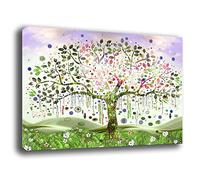 Printerland Quadro Moderno ALBERO della VITA Astratto verde Quadri moderni soggiorno da Parete XXL grande Stampa su tela Canvas Decorazione Murale muro Arredo Camera da letto Cucina (70x100 cm, 5)