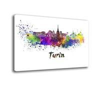 Printerland Quadro Moderno CITTA' città TORINO Quadri moderni da Parete XXL grande Stampa su tela Canvas Decorazione muro Murale Soggiorno Arredo Camera da letto Cucina (70x100 cm, torino)