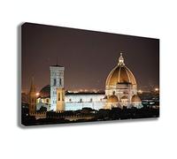 Printerland Quadro Moderno FIRENZE notte panoramica CITTA' città Quadri moderni da Parete XXL grande Stampa su tela Canvas Decorazione muro Murale Soggiorno Arredo Camera da letto Cucina (30x50cm, 2)