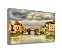 Printerland Quadro Moderno FIRENZE Ponte Vecchio CITTA' città Quadri moderni da Parete XXL grande Stampa su tela Canvas Decorazione muro Murale Soggiorno Arredo Camera da letto Cucina (70x100cm, 4)