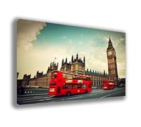 Printerland Quadro Moderno LONDRA Big Ben bus rosso CITTA' città Quadri moderni da Parete XXL grande Stampa su tela Canvas Decorazione muro Murale Soggiorno Arredo Camera da letto Cucina (30x50cm, 2)