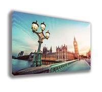 Printerland Quadro Moderno LONDRA Big Ben CITTA' città Quadri moderni da Parete XXL grande Stampa su tela Canvas Decorazione muro Murale Soggiorno Arredo Camera da letto Cucina (70x100cm, 1)