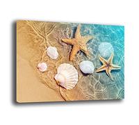Printerland Quadro Moderno MARE SPIAGGIA Stelle Conchiglie Quadri moderni soggiorno da Parete XXL grande Stampa su tela Canvas Decorazione Murale muro Arredo Camera da letto Cucina (30x50 cm, 3)