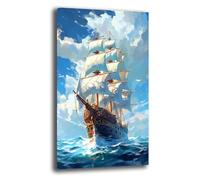 Printerland Quadro Moderno Soggiorno GALEONE MARE Quadri moderni da Parete Salone XXL grande Stampa su tela Canvas Decorazione Murale muro Arredo Camera da letto Cucina (40x70 cm, 8)