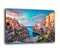 Printerland Quadro Moderno soggiorno MARE PAESAGGIO PUGLIA Quadri moderni da Parete XXL grande Stampa su tela Canvas Decorazione Murale muro Arredo Camera da letto Cucina (50x70 cm, Puglia 2)
