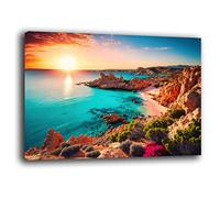 Printerland Quadro Moderno soggiorno MARE PAESAGGIO Sardegna Quadri moderni da Parete XXL grande Stampa su tela Canvas Decorazione Murale muro Arredo Camera da letto Cucina (20x30 cm, Sardegna 2)