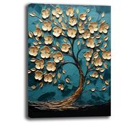 Printerland Quadro Moderno soggiorno Verticale ALBERO della VITA Azzurro Astratto Quadri moderni da Parete Stampa su tela Canvas Decorazione Murale muro Arredo Camera da letto Salone (10, 30x40 cm)