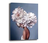 Printerland Quadro Moderno Verticale DONNA FLOREALE blu Quadri moderni soggiorno da Parete XXL grande Stampa su tela Canvas Decorazione Murale muro Arredo Camera da letto Cucina (30x50 cm, 4)