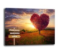 Printerland Quadro personalizzato NOMI FAMIGLIA Albero della Vita Stampa su tela canvas personalizzata Famliari Amore Quadri moderni con Cornice in Legno Inclusa (3 Nomi, 50x70 cm, Canvas intelaiato)