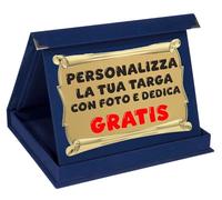 Printerland Targa Personalizzata con Foto e Dedica Astuccio in Velluto Blu o Rosso o Nero per Premio Sportivo, Laurea, Pensione, Cresima, Matrimonio, Madrina o Padrino o Testimone (BLU/ORO)