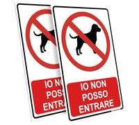 PRINTIMA 21x32 cm Set di 2 Cartelli IO NON POSSO ENTRARE, Targa di Divieto Verticale con Pittogramma per Cancello, Giardino, Cortile e Area Privata con Set di Montaggio Incluso