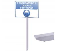 PRINTIMA 32x21 cm Cartello È obbligatorio il casco di protezione con profilo in alluminio da 1 m, pannello composito, stampa UV, segnale per cantiere, officina e zona lavoro