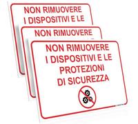PRINTIMA 32x21 cm set 3 targhe Non Rimuovere i Dispositivi e le Protezioni di Sicurezza, cartelli di sicurezza per officina, azienda e magazzino con set di montaggio incluso