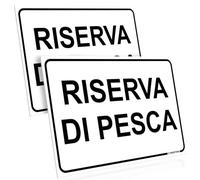 PRINTIMA 32x21 cm Set di 2 Pittogrammi Riserva di Pesca Cartelli Segnaletici Rettangolari Resistenti per Lago Stagno Area Privata e Zona Riservata con Set di Montaggio Incluso