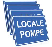 PRINTIMA 32x21 cm Set di 4 Pittogrammi Locale Pompe Cartelli Segnaletici Rettangolari Resistenti per Edificio Officina e Locale Tecnico con Set di Montaggio Incluso Pratico
