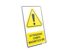 PRINTIMA Segnaletica informativa "ATTENZIONE CAMPO MAGNETICO MR" in PVC 21x32 cm con set di montaggio - Cartello di avviso per zone con risonanza magnetica