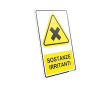 PRINTIMA Segnaletica informativa SOSTANZE IRRITANTI in italiano 21x32 cm in PCV con set di montaggio - Cartello per aree con rischio chimico