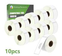 Printing Pleasure 10 x 99010 Rotoli Etichette adesive compatibile per Dymo LabelWriter & Seiko Stampante per Etichette | 28mm x 89mm | 130 Etichetta per Rotolo