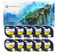 Printing Pleasure 10x Compatibile 91202 Nero su Giallo (12mm x 4m) Plastica Cassetta Nastro per Dymo LetraTag LT-100H, LT-100T, LT-110T, QX 50, XR, XM, 2000, Plus Etichettatrici