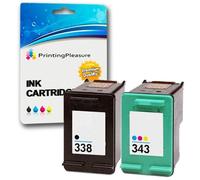 Printing Pleasure 2 Cartucce d'inchiostro compatibili per HP OfficeJet 100 150 6210 7310 H470 PSC 1610 2355 DeskJet 460c 5740 Photosmart 8150 C3180 | Sostituzione per HP 338 C8765EE & HP 343 C8766EE