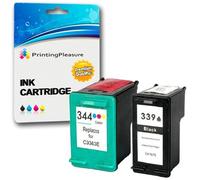 Printing Pleasure 2 Cartucce d'inchiostro compatibili per HP Photosmart 2570 2575 2605 2610 8050 8750 DeskJet 5740 5940 5950 6540 6840 6940 6980 | Sostituzione per HP 339 (C8767EE) & HP 344 (C9363EE)