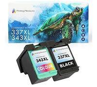 Printing Pleasure 2 Compatibili 337 & 343 Cartucce d'inchiostro Sostituzione per Photosmart 2570 2575 C4110 C4180 8049 DeskJet D4160 5940 Officejet 6300 6313 6315 - Nero/Colore, Alta Capacità