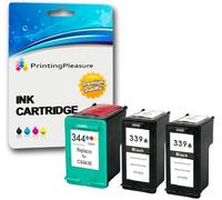 Printing Pleasure 3 Cartucce d'inchiostro compatibili per HP Photosmart 2570 2575 2605 2610 8050 8750 DeskJet 5740 5940 5950 6540 6840 6940 6980 | Sostituzione per HP 339 (C8767EE) & HP 344 (C9363EE)