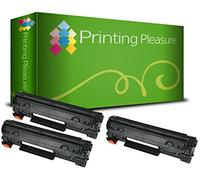 Printing Pleasure 3 Toner Compatibili CB436A 36A Cartuccia Laser per HP Laserjet P1505 P1505N P1506 M1120MFP M1120N M1520 M1522MFP M1522N M1522NF - Nero, Alta Resa
