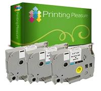 Printing Pleasure 3 x TZe-231 TZ-231 Nero su Bianco Nastro laminato compatibile per Brother P-Touch Stampanti per etichette | 12mm x 8m