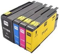 Printing Pleasure 4 Cartucce d'inchiostro compatibili per HP Designjet T120, T520 | Sostituzione per HP 711XL, CZ129A, CZ130A, CZ131A, CZ132A