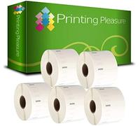 Printing Pleasure 5 x 11354 Rotoli Etichette adesive compatibile per Dymo LabelWriter & Seiko Stampante per Etichette | 57mm x 32mm | 1000 Etichetta per Rotolo