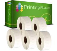 Printing Pleasure 5 x 11355 Rotoli Etichette adesive compatibile per Dymo LabelWriter & Seiko Stampante per Etichette | 19mm x 51mm | 500 Etichetta per Rotolo