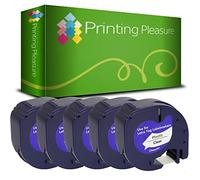 Printing Pleasure 5 x 12267 S0721530 Nero su Trasparente Nastro compatibile per Dymo LetraTag LT100H LT100T LT110T QX50 XR | plastica | 12mm x 4m